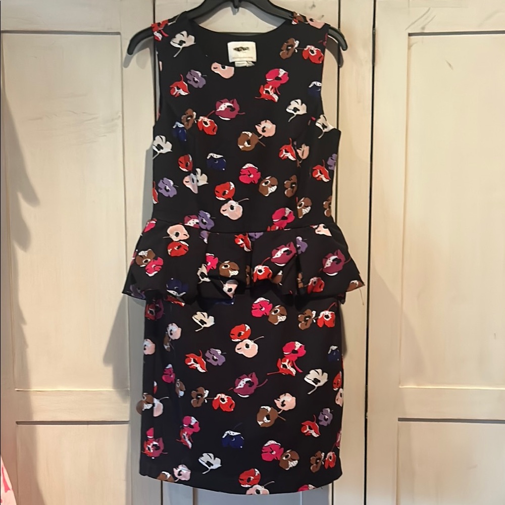 KATE SPADE black Floral Sleeveless Peplum Dress size 4